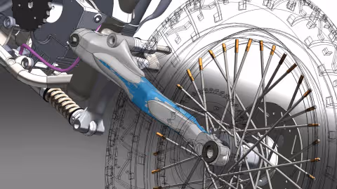 The White, rear swingarm assembly model